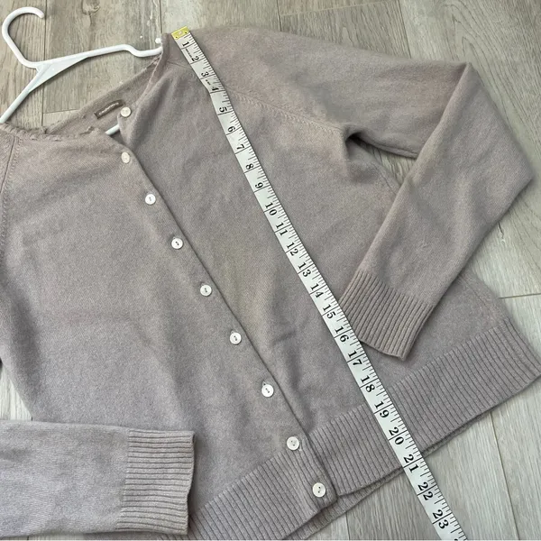 Minimalist Cashmere Cardigan crop button womens Beige (large) basic soft comfy Gray - Image 6