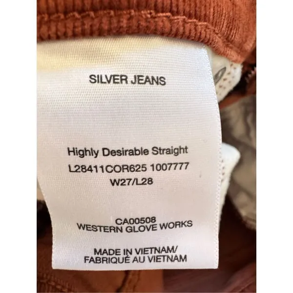 Silver Jeans Highly Desirable Straight Corduroy Pants in Burnt Orange‎ Size 27 - Image 3