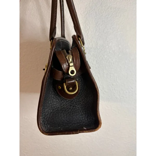 Vintage Dooney & Bourke Black and Tan Satchel All Weather Leather No Strap - Image 2