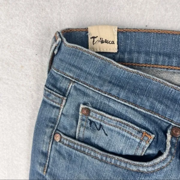 Manhattan Blues‎ Tribeca Distressed Denim Bootcut Jean Blue Size 8 - Image 5