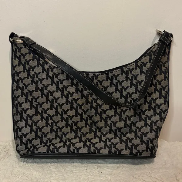 New York & Company- Vintage Black and Gray Patterned Logo Shoulder Bag Y2K - Image 4