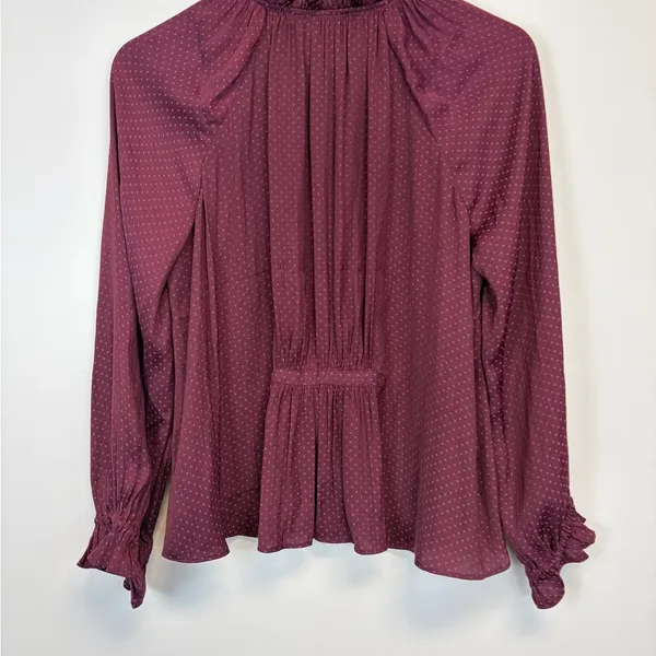 Madewell Burgundy Ruffled Blouse - Image 8