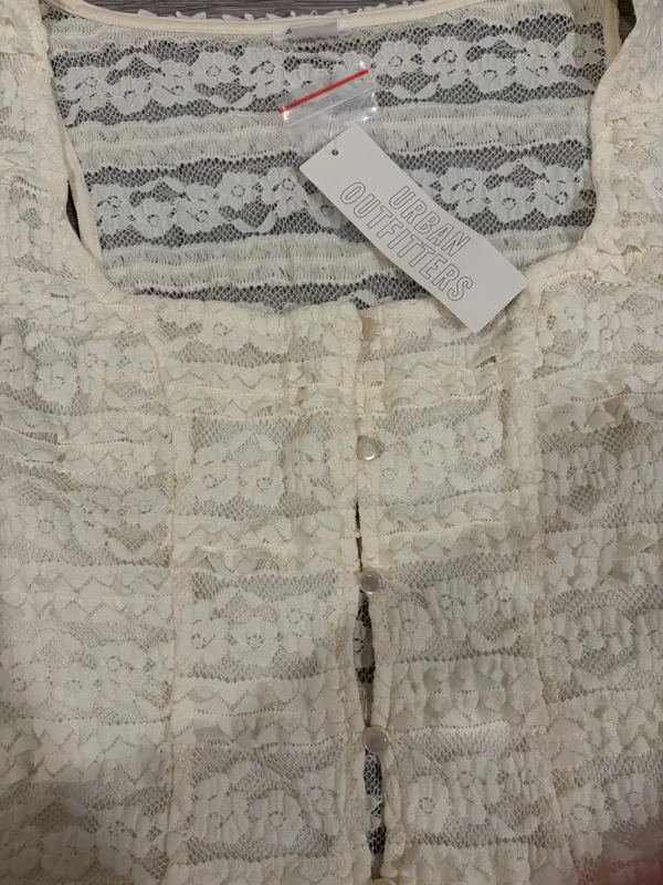 Urban Outfitters Ruffle Lacy Button-Front Tank Top - Image 5