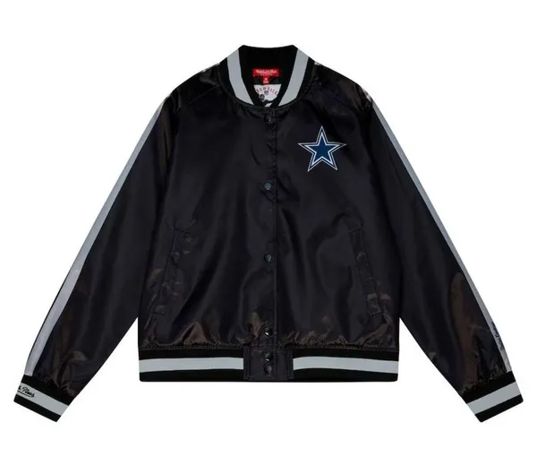 NWT NFL Mitchell & Ness Throwback Dallas cowboys satin varsity jacket black M - Image 13