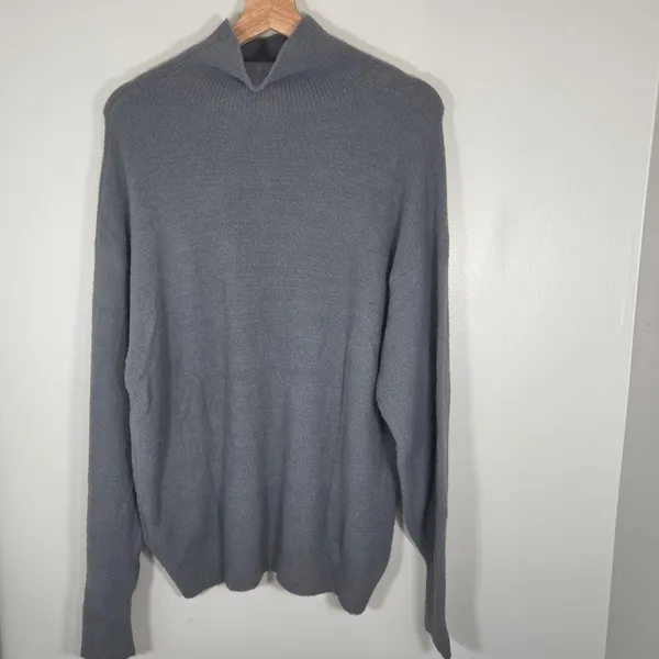 Aritzia Wilfred Free Gray Fuzzy Mock Neck Sweater M NWT Oversized Pullover - Image 3