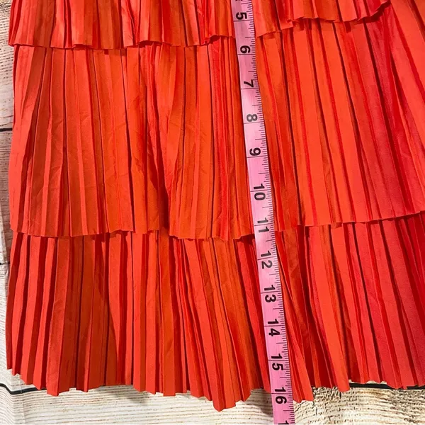 Zara pleated tiered orange pull-on mini skirt women’s Size Medium Bloggers Fav - Image 6