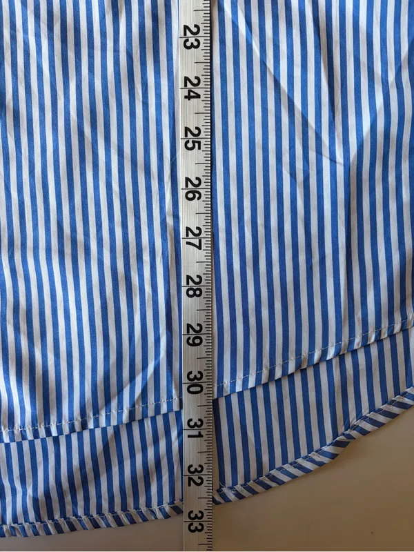 Katch Me Blue White Stripe Large collared Button Up Boyfriend Shirt Oversized - Image 2