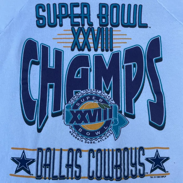 National Football League Rare Vintage 90s Dallas Cowboys Champions White Graphic Crewneck Sweater - Image 3