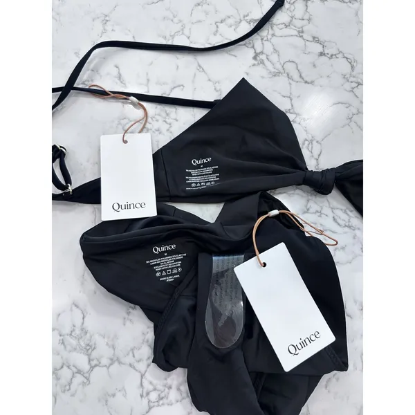 NWT Quince Black Knot Tie Bikini Top & Italian High Rise Bottom Set Size Medium - Image 3
