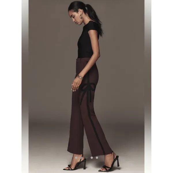 Anthropologie Maeve Ribbon Slim Flare Trouser - Image 3