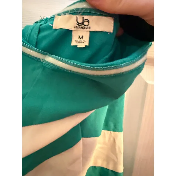 YA Los Angeles‎ Chevron Mini Dress Green White Medium Striped Summer Party - Image 7