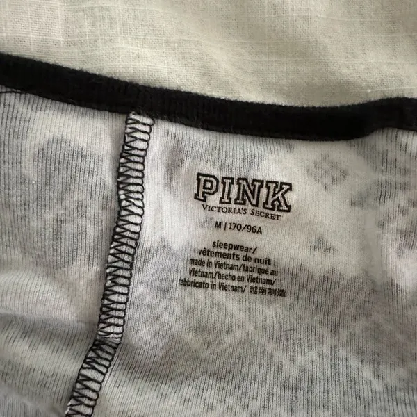 Victoria’s Secret Pink Women’s Medium Black White Fair Isle One Piece Pajama - Image 4