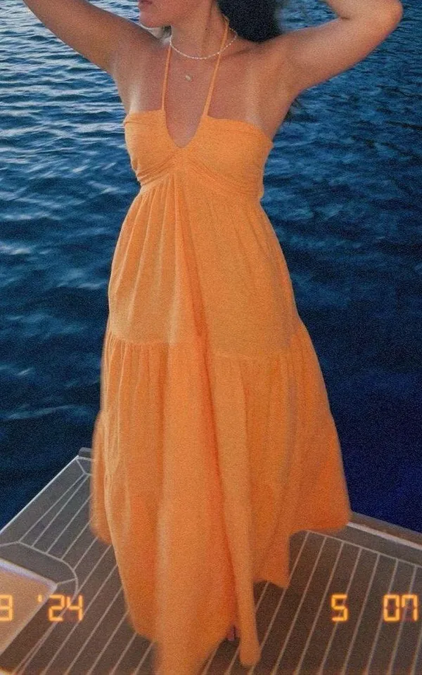 blanco by nature Bright Marigold Halter Maxi Summer Dress By - Image 2