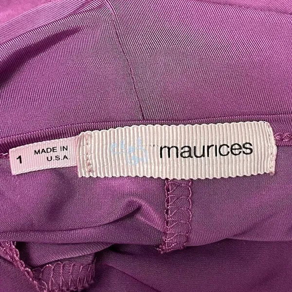 Maurices Going Out Top Plus Size 1 1X Dark Purple Slinky Knit Drape Neck Beaded - Image 5