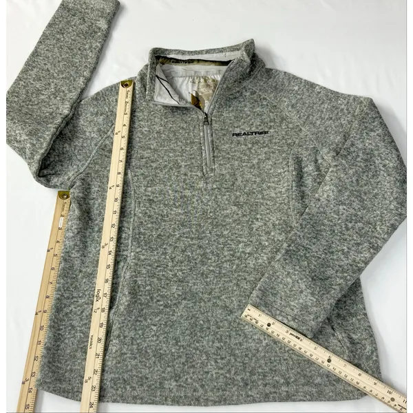 Realtree Women's Quarter Zip Sweater Fleece Pullover Heather Gray Camo L - Image 6