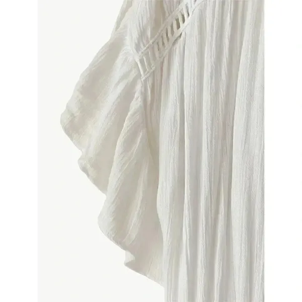 Raviya White Boho V-Neck Short Sleeves Womens Mini Dress SZ Small - Image 3