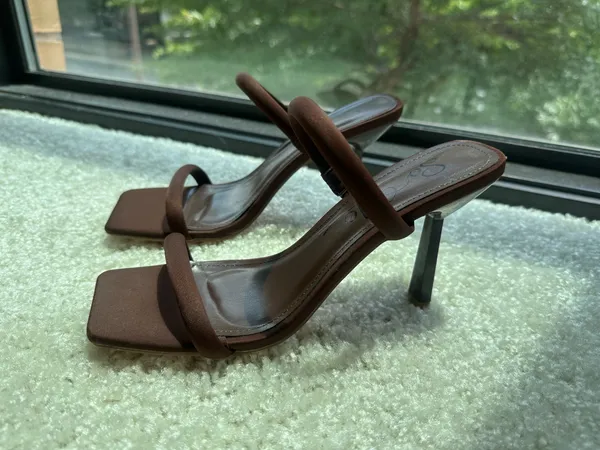 Brown Satin Heels Size 7 - Image 2