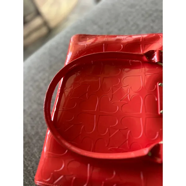 Kate Spade New York Red Patent Leather Heart Embossed Tote Bag Handbag **seedesc - Image 9