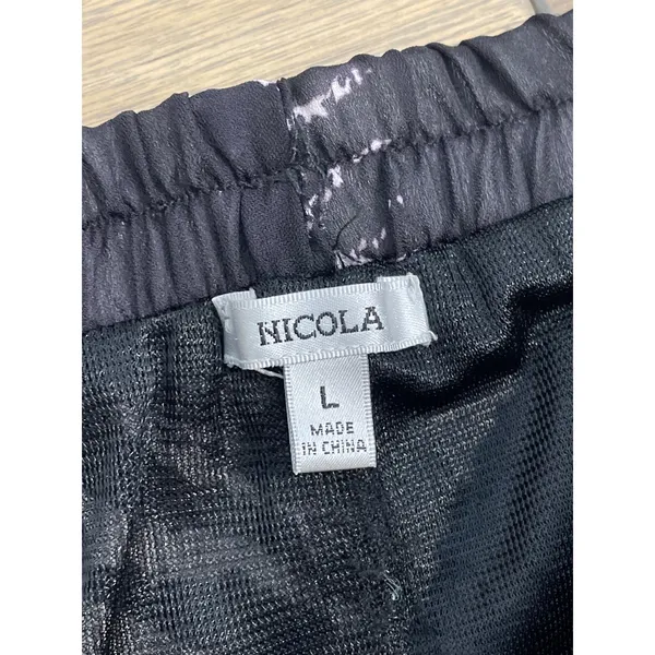 Nicola Chiffon Maxi Skirt Size L Black Cream Animal Print Pleated Detail - Image 3
