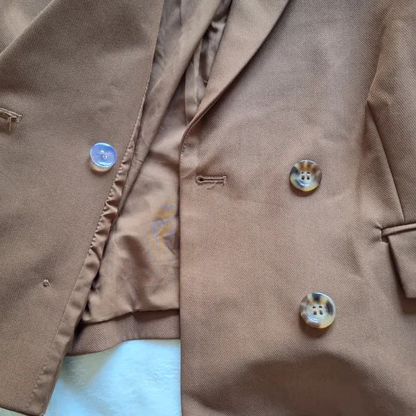 Rachel Zoe NWT Cropped Double Breasted Blazer Jacket Camel Tan XS - Image 7