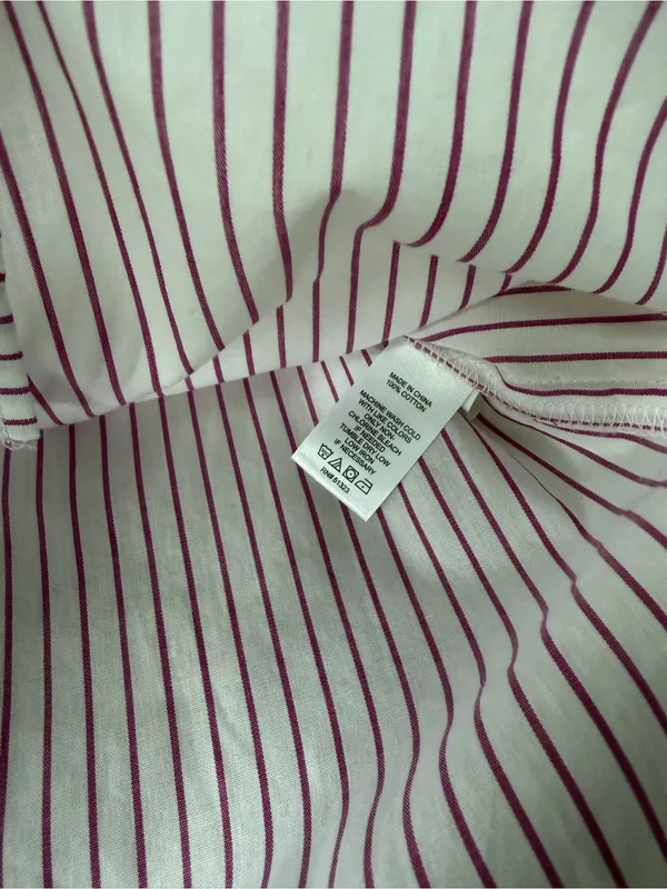 Parker Stripe Cotton Cropped Button Down Utility Pocket Shirt Size M/L - Image 6