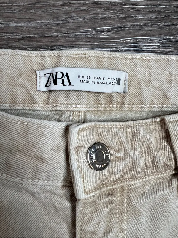 ZARA Z1975 Beige High Rise Mom Fit Ankle Straight Leg Jeans Size 6 - Image 4