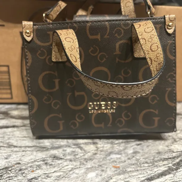 Guess Brown Mini Monogram Bag - Image 2