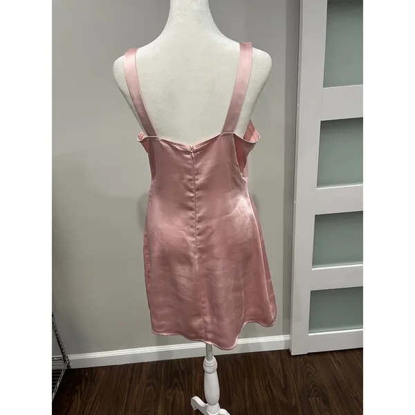 LA Hearts Pink Satin‎ Cami Mini Dress Square Neck Spaghetti Strap Size M - Image 2
