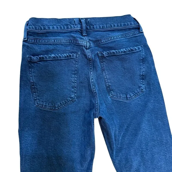 AGOLDE Toni Mid Rise‎ Straight Leg Jeans Black Raw Hem Size 26 A133D-3002 - Image 5