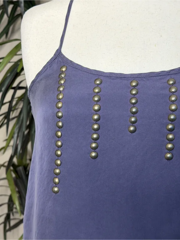 Bar III Blueish-Purple Beaded Spaghetti-Strap Cami - Image 2