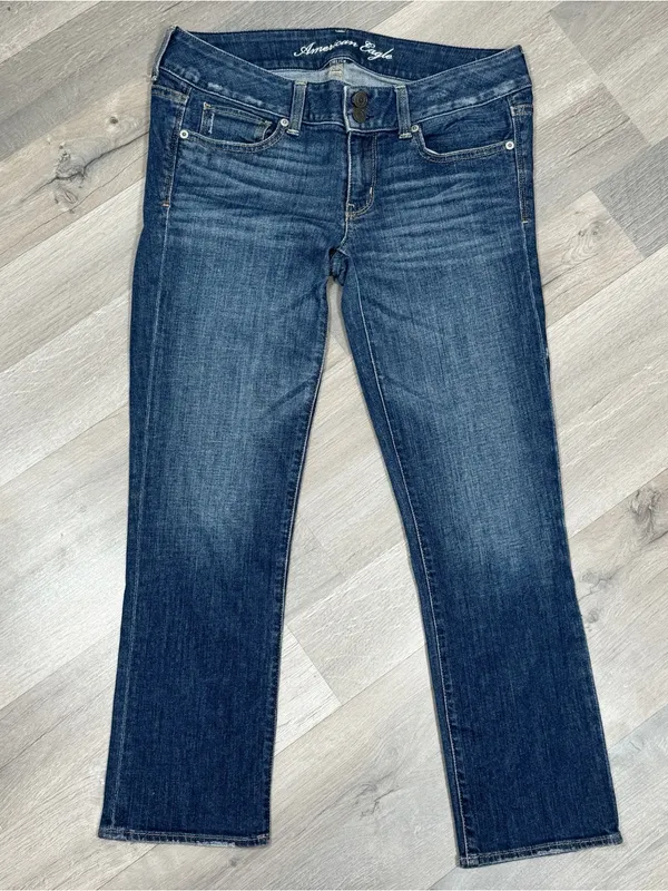 American Eagle Artist Low Rise Crop Stretch Jeans‎ Blue 6 Retro Capri Y2K - Image 4