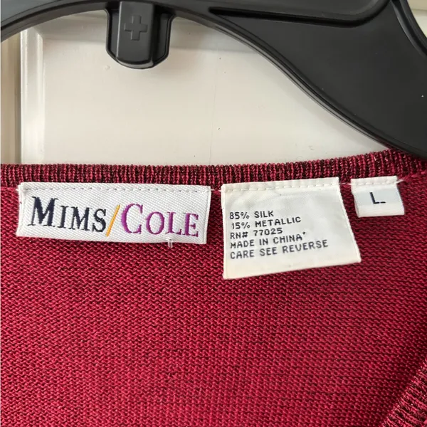 Mims Cole Womens Metallic Silk Red Lightweight Cardigan Sweater,‎ Size L - Image 5