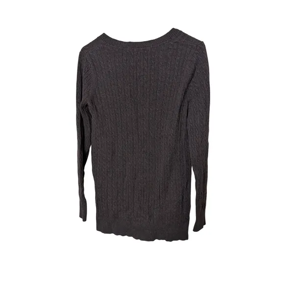 Eddie Bauer Womens Brown Cable Knit V-Neck Button Front Cardigan Sweater MT - Image 9