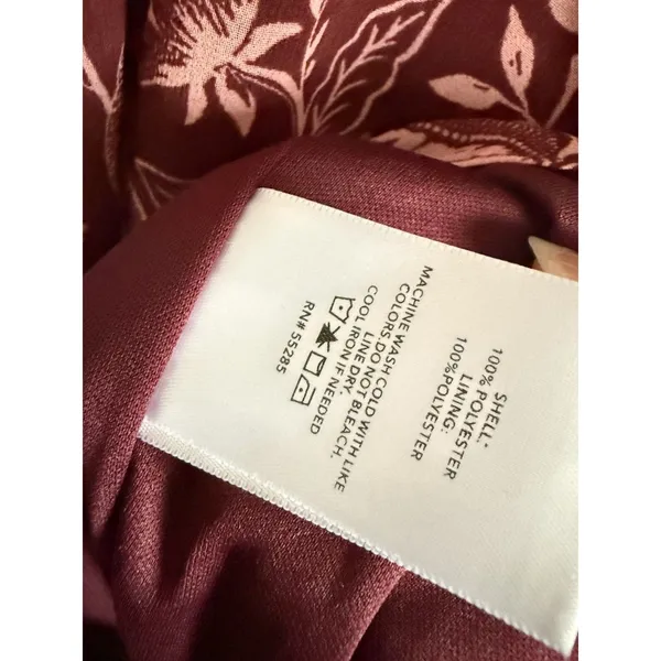 Express burgundy‎ chiffon mini dress Sheer Sleeve Tiered Cottage Small - Image 4