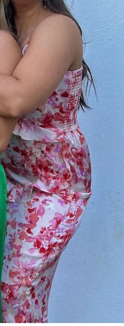 Pink/Orange Floral Dress - Image 3