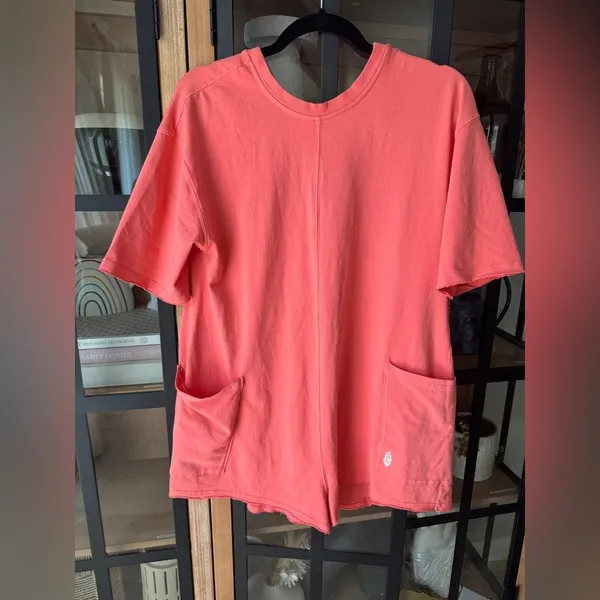 FP Movement Hot Shot tee romper coral neon hibiscus tulip free people onesie - Image 2