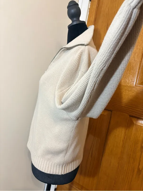 Hollister Beige Half-Zip Knit Sweater - Image 3