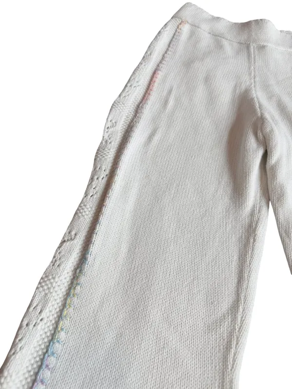 LoveShackFancy White Toro Crochet Flare Pants Wide Leg Pointelle X-Small Women's - Image 13