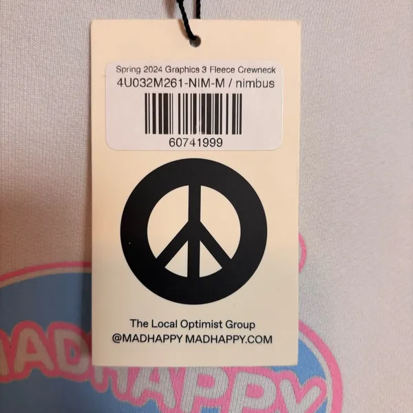 NWT Madhappy Graphics 3 Fleece Crewneck 2024 Crown Cream‎ Pink Blue Medium - Image 4