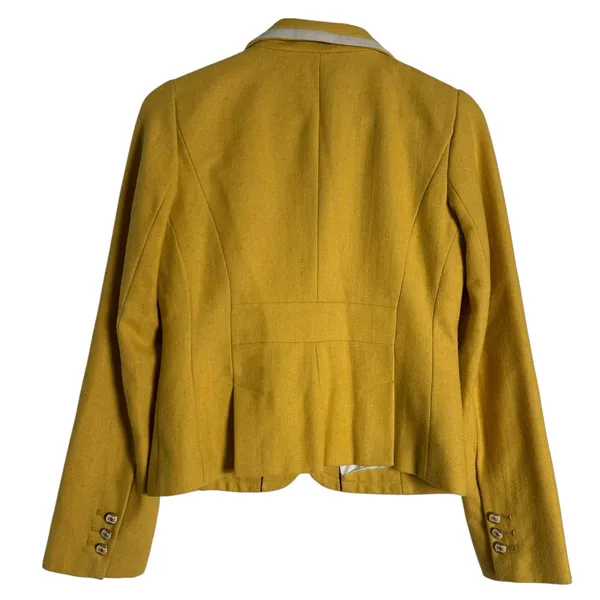 Ann Taylor LOFT Yellow Double Breasted Contrast Trim Wool Blazer Jacket Size 4 - Image 8