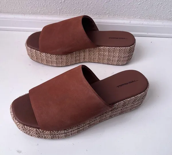 FREE PEOPLE HARBOR RAFFIA FLATFORM SANDALS Size 10 - Image 4