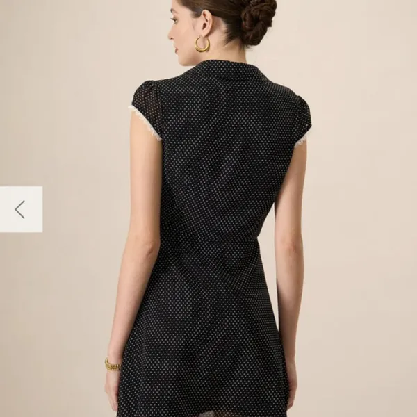 RIHOAS Women's Black Collared Polka Dot Mini Dress 3 - Image 4