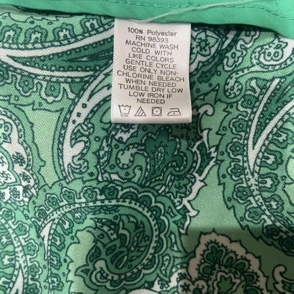 Dennis Basso Women's Sz XXS Water Resistant Button‎ Front Jacket Green Paisley - Image 6