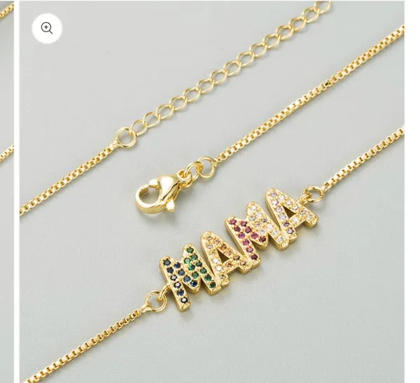 MAMA Zircon Chain Necklace Gold - Image 6