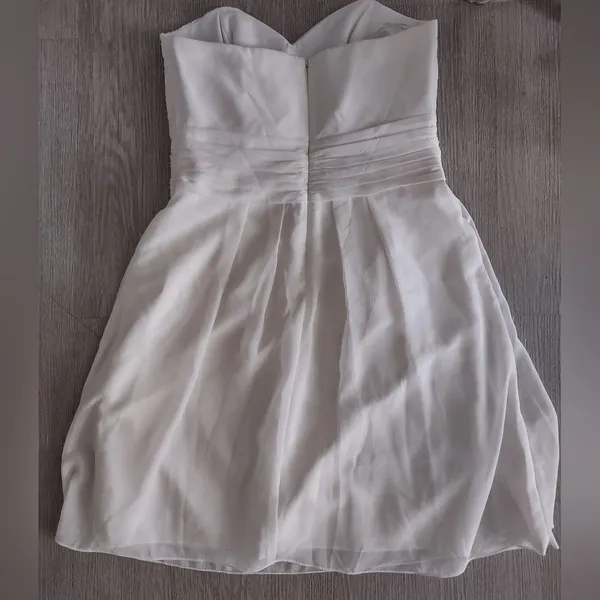 David's Bridal Strapless White Mini Wedding Bridal Dress - Image 2