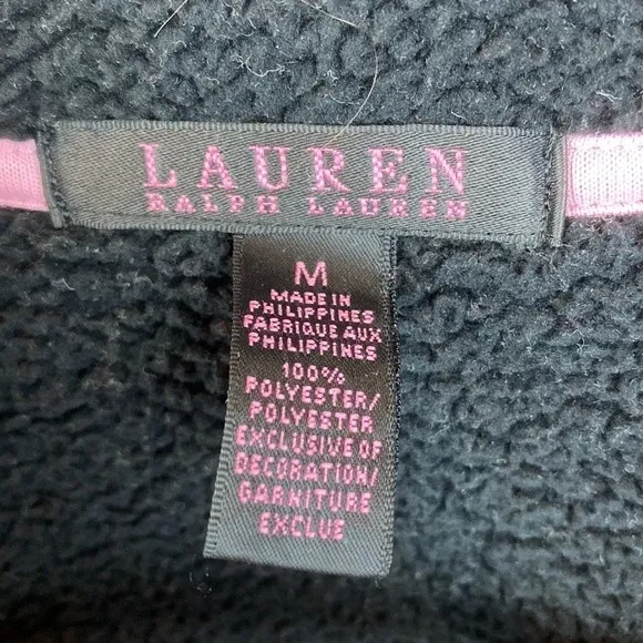 Ralph Lauren Black & Pink Fleece Zip Up Long Sleeve Jacket M - Image 6