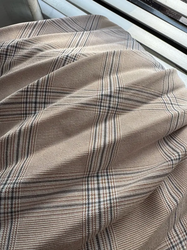 Lulu's Neutral Plaid Pleated Midi Skirt Size L - Image 6