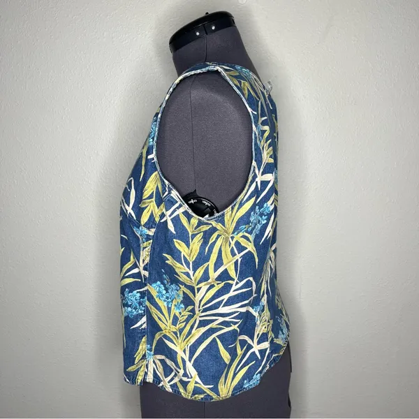 90s Vintage Liz Claiborne Floral Sleeveless Denim Vest Top Western Cottagecore - Image 2