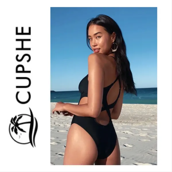 NWT Cupshe Kasey Black Cutout Back One Piece Swimsuit - Image 2