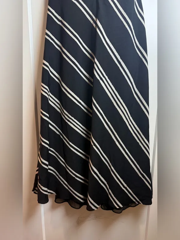 Mango Draped Striped Midi Dress Black White Italian‎ Fabric Size US 4-Small - Image 9